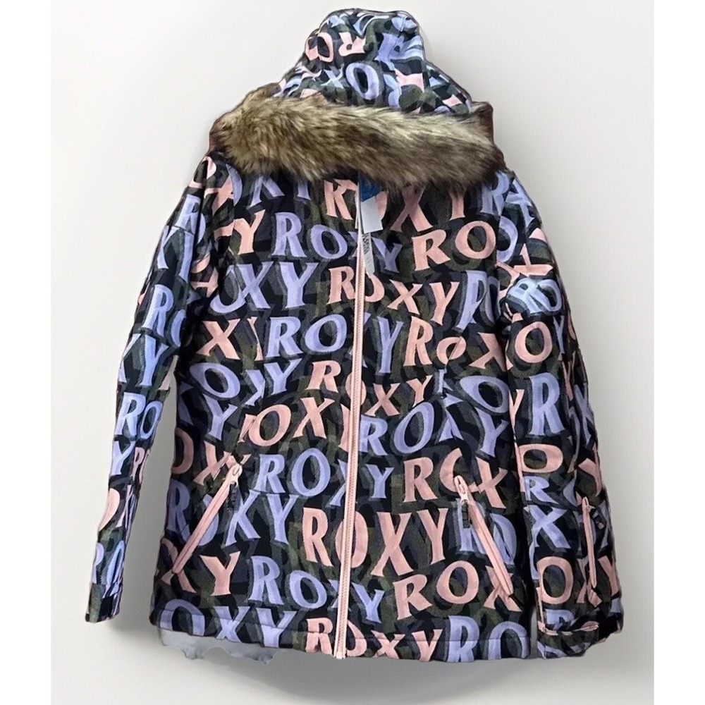 NWT Girls Roxy American Pie Print Hooded Ski Snowboarding Parka Size 16/XXL $159